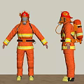 Modern Firefighter Characters 3d model