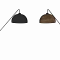 Modern Wall Lamps With Black And Brown Dome Shades And Curved Arms Design