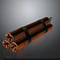 Red Rolled Fabric Clothing Bundle Tied With Black Straps On Dark Surface