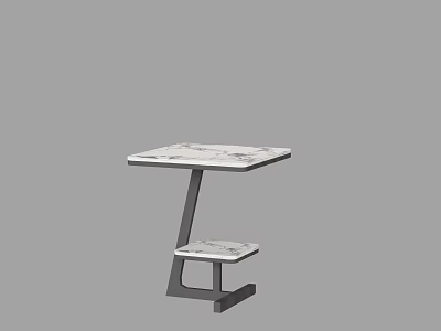 Modern Two Tier Side Table With Marble Top And Metal Frame Design 3d model