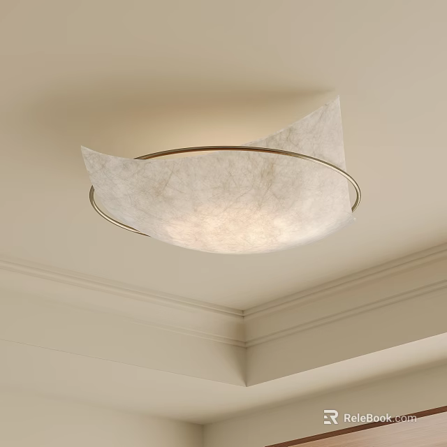 Elegant Ceiling Light With Metal Frame And Textured Shade For Interior Crown Molding Design 3d model 