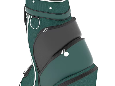 Green Golf Bag With Multiple Pockets Black Accents And White Stitching Design 3d model