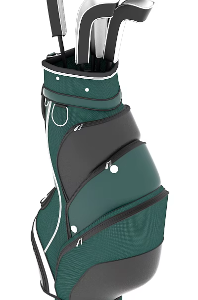 Green Golf Bag With Multiple Pockets Black Accents And White Stitching Design 3d model