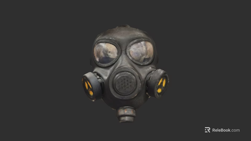 Gas Mask Style Protective Hat With Black Rubber Material And Lens Details 3d model 