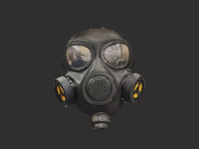 Gas Mask Style Protective Hat With Black Rubber Material And Lens Details 3d model
