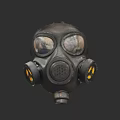Gas Mask Style Protective Hat With Black Rubber Material And Lens Details
