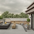 Modern Garden Simple Roof Garden Courtyard 3d model