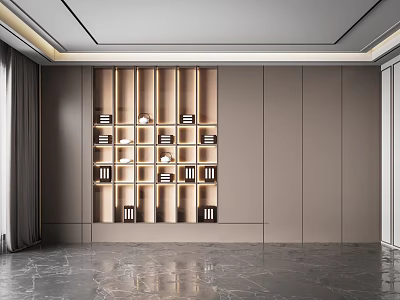 Luxury Modern Decorative Cabinet With Shelves Displaying Books And Ornaments 3d model