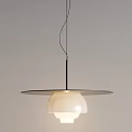 Modern Pendant Light With Circular Metal Plate And White Glass Lampshade Hanging Design