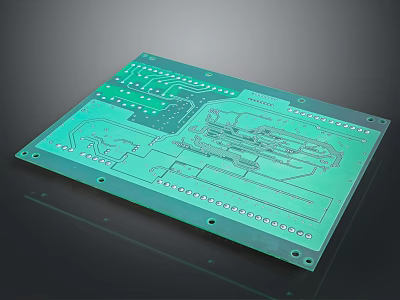 Green Electronic Circuit Board Featuring Complex Wiring And Detailed Component Layout For Devices 3d model