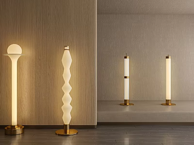 Modern Floor Lamps With Spiral And Cylindrical Design Gold Base White Shade 3d model