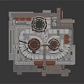 Detailed Industrial Metal Mechanical Model With Cylindrical Towers And Square Base
