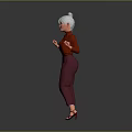Character With White Double Bun Hairstyle Red Top Purple Pants And Black High Heels