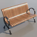 Wooden Slat Garden Landscape Bench With Curved Design And Metal Frame