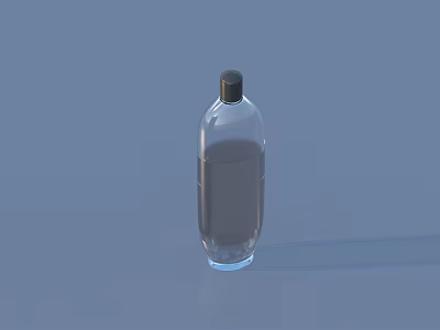 Transparent Cosmetic Perfume Bottle With Black Cap And Liquid Content On Blue Background 3d model