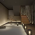 Traditional Japanese Restaurant Interior With Wooden Decor Bar Seating Tatami Style