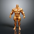 Golden Muscular Human Statue With Detailed Muscles And Standing Pose