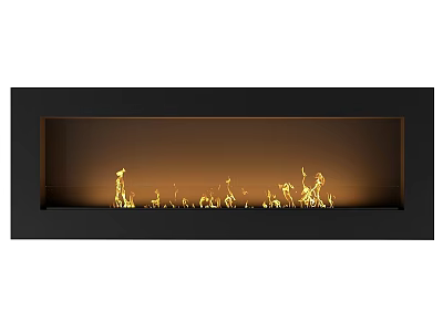 Modern Black Fireplace Design With Burning Flames And Sleek Interior 3d model