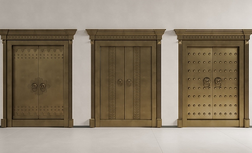 Chinese Style Bronze Door Chinese Style Bronze Door Villa Door Double Door Entry Door 3d model