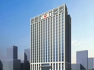 Modern High Rise Hospital Building With Glass Facade And Urban Cityscape 3d model