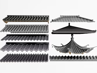 Chinese Eaves Roof Tiles Building Components 3d model