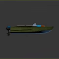 Small Green Boat Design Featuring Red Seats Blue Accents And Orange Lifebuoy
