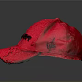 Vibrant Red Distressed Baseball Cap With GILLER Logo And Worn Details
