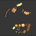 Cute Cartoon Farming Scene with Little Farmers Wheelbarrow Wooden Crates Fence and Vegetable Beds