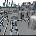 Industrial Plant Exterior Featuring Metal Pipes Storage Tanks And Platform Structures