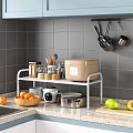 Sleek White Metal Bathroom Cabinet Rack For Toiletries Storage On Vanity Countertop