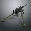 Vintage Military Heavy Machine Gun With Tripod Mount Tactical Design And Metallic Parts