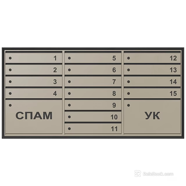 Storage Lockers With Numbered Compartments Featuring СПАМ and YK Labels For Organized Storage 3d model 