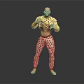 Bald Headed Man Lifting Shirt To Reveal Abs In Leopard Print Clothing