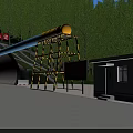 Roadside Facilities With Tunnel Entrance Control Booth And Yellow Warning Structure