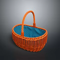 Orange Wicker Basket With Blue Lining And Sturdy Handle For Everyday Use