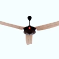 Modern Ceiling Air Conditioning Fan With Wooden Blades Black Motor And Red Accent