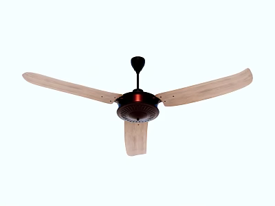 Modern Ceiling Air Conditioning Fan With Wooden Blades Black Motor And Red Accent 3d model