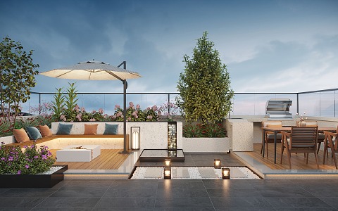 Roof Garden Modern Garden 3d model