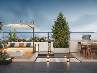 Roof Garden Modern Garden 3d model