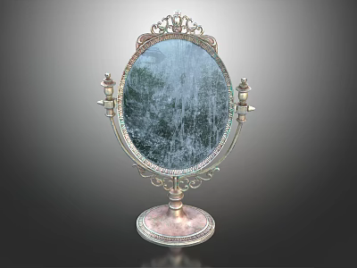Decorative Tabletop Mirror With Classic Ornate Frame And Stable Base For Makeup 3d model