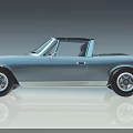 Light Blue Classic Convertible Car With Sleek Body Silver Wheels And Reflection