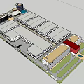 Modern Industrial Factory Complex With Multiple Buildings Green Landscaping And Parking Area