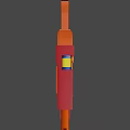 Futuristic Red Sci-fi Gun Featuring Orange Barrel Yellow Luminous Parts And Decorative Details