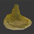 Natural Scenic Rocky Mountain Landscape with Sandy Ground and Surrounding Vegetation