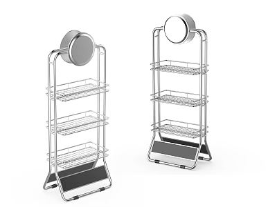 Modern Stainless Steel Shelving Unit with Multiple Tiered Shelves Circular Top and Bottom Tray 3d model