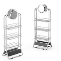 Modern Stainless Steel Shelving Unit with Multiple Tiered Shelves Circular Top and Bottom Tray