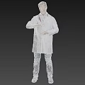 Man In White Doctor Coat With Stethoscope Presenting Medical Information On Gray Background