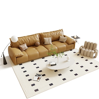 Modern sofa coffee table combination 3d model