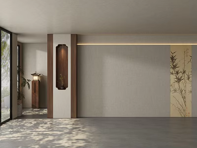 New Chinese Tea Room Dining Room Living Room Background Wall 3d model