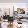 Modern Beauty Hair Salon Interior Design With Styling Chairs Mirrors Sofa And Plants